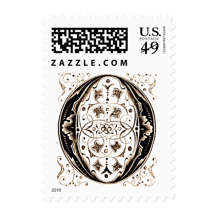 Ornate Vintage Monogram 'O' in Sepia – Stamp