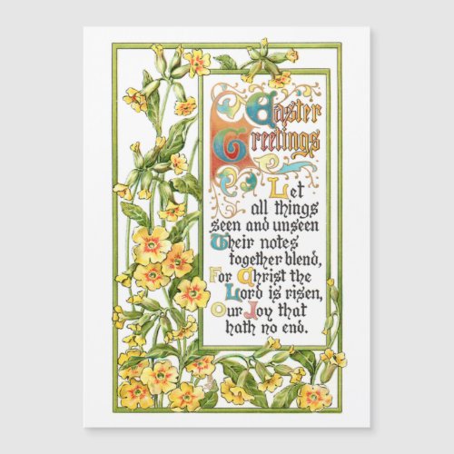 Ornate Vintage Religious Easter Hymn and Primroses