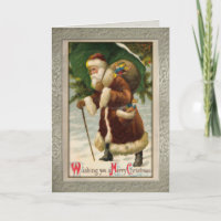 Ornate Vintage Santa Christmas Card