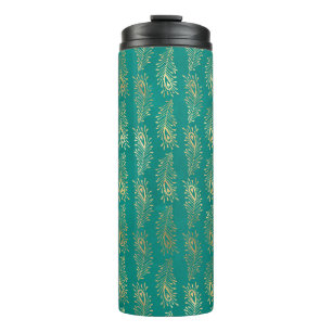 Ornate Vintage Teal and Gold Peacock Thermal Tumbler