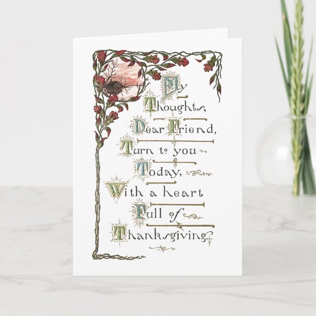Ornate Vintage Thanksgiving Greeting Card (Front)