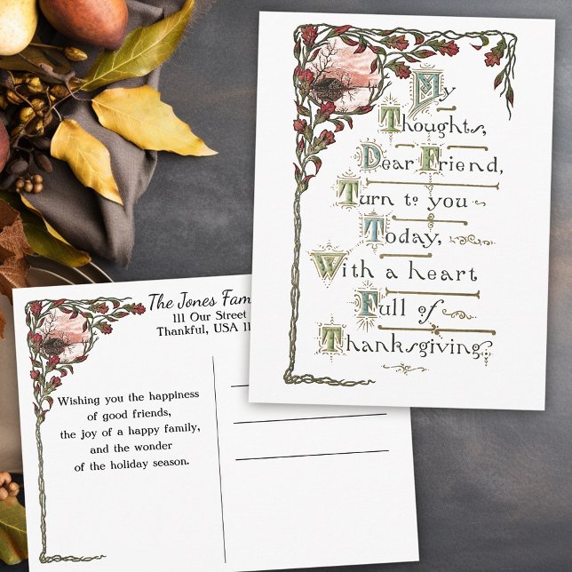 Ornate Vintage Thanksgiving Greeting Postcard (Creator Uploaded)