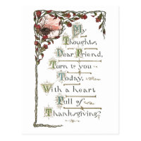 Ornate Vintage Thanksgiving Greeting Postcard