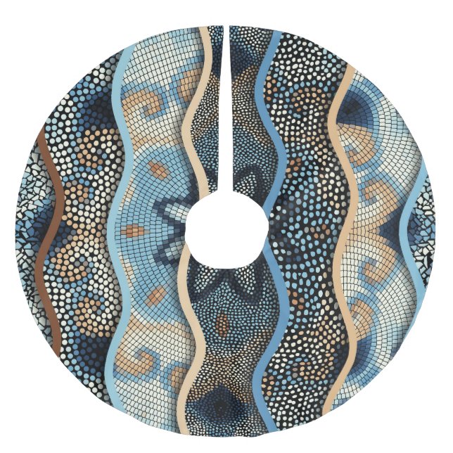 Ornate Waves: Mosaic Tile Texture. Brushed Polyester Tree Skirt (Front)