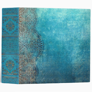 Ornate Weathered Blue Old Book 3 Ring Binder