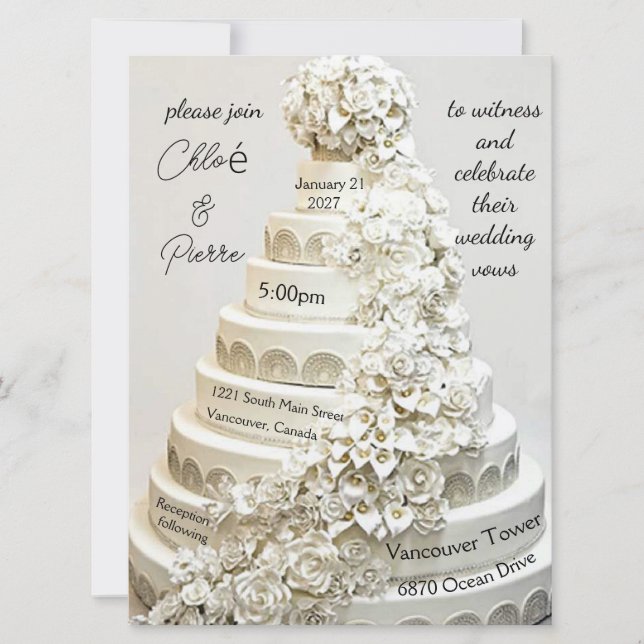 “Ornate Wedding Cake” Wedding Invitation (Front)
