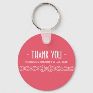 Ornate White Belt - Pink Blush Wedding Thank You Keychain