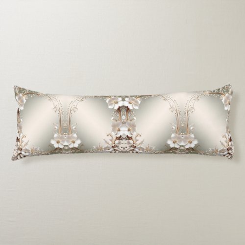 Ornate White Floral Body Pillow