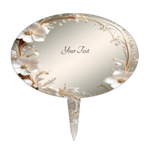 Ornate White Floral Cake Topper
