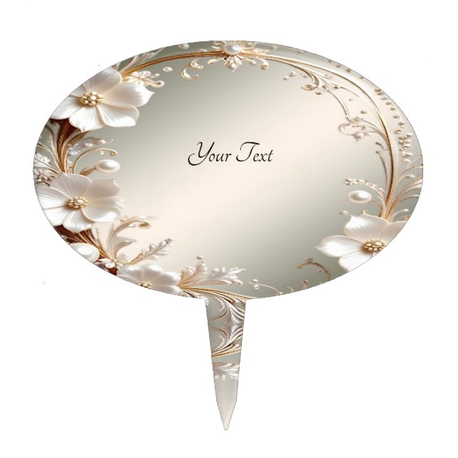 Ornate White Floral Cake Topper (Front)