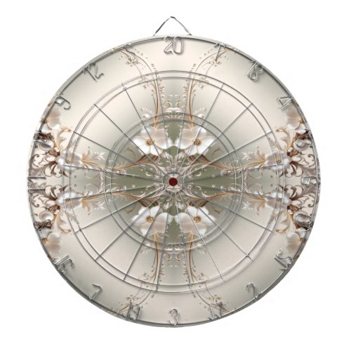 Ornate White Floral Dartboard