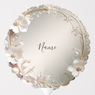 Ornate White Floral Frame Balloon