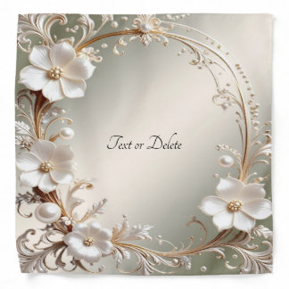 Ornate White Floral Frame Bandana
