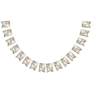 Ornate White Floral Frame Bunting Flag