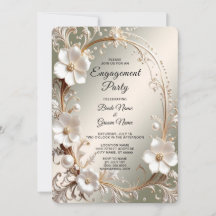 Ornate White Floral Frame Engagement