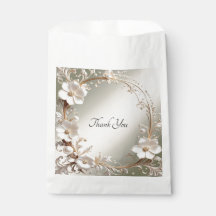 Ornate White Floral Frame Favor Bag