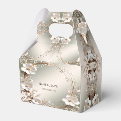 Ornate White Floral Frame Favor Box