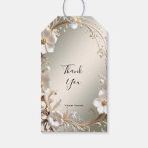 Ornate White Floral Frame Gift Tag