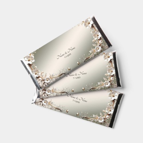 Ornate White Floral Frame Hershey Bar Favors