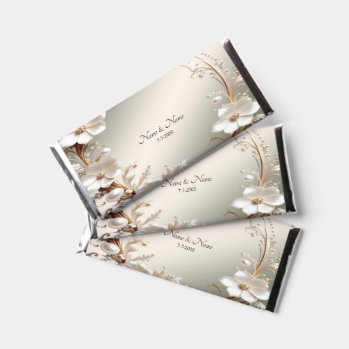 Ornate White Floral Frame Hershey Bar Favors