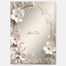Ornate White Floral Frame Magnet