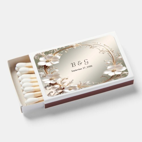 Ornate White Floral Frame Matchboxes