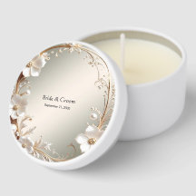 Ornate White Floral Frame Mini Candle Favors