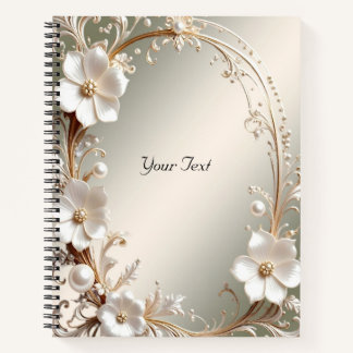 Ornate White Floral Frame Notebook