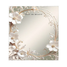 Ornate White Floral Frame Notepad