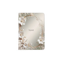Ornate White Floral Frame Passport Holder