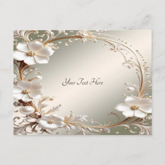 Ornate White Floral Frame Postcard
