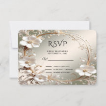 Ornate White Floral Frame RSVP Card