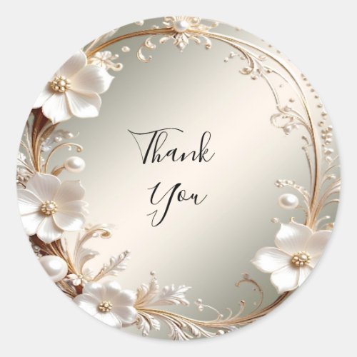 Ornate White Floral Frame Sticker
