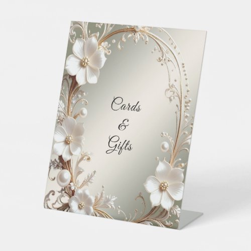 Ornate White Floral Frame Tabletop Signs