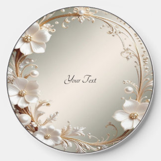 Ornate White Floral Frame Wireless Charger