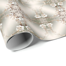 Ornate White Floral Frame Wrapping Paper