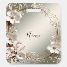 Ornate White Floral Stadium Seat Cushion