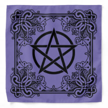 Ornate Wicca Pentacle Purple Altar Cloth Bandana
