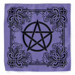 Ornate Wicca Pentacle Purple Altar Cloth Bandana