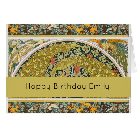 Ornate William Morris Style Peacock Grapevine Art (Front Horizontal)