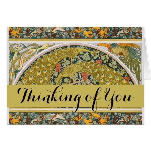 Ornate William Morris Style Peacock Grapevine Art (Front Horizontal)