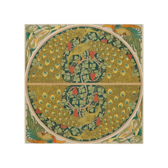 Ornate William Morris Style Peacock Grapevine Art (Front)