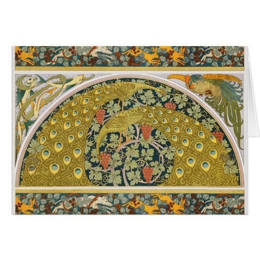 Ornate William Morris Style Peacock Grapevine Art (Front Horizontal)