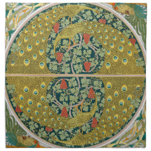 Ornate William Morris Style Peacock Grapevine Art Cloth Napkin