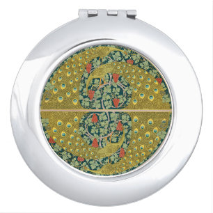 Ornate William Morris Style Peacock Grapevine Art Compact Mirror