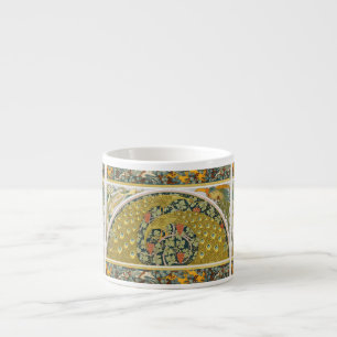 Ornate William Morris Style Peacock Grapevine Art Espresso Cup