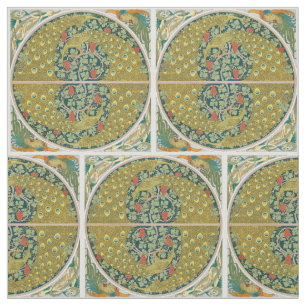 Ornate William Morris Style Peacock Grapevine Art Fabric