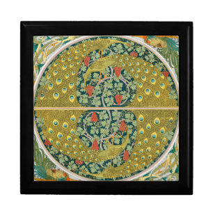 Ornate William Morris Style Peacock Grapevine Art Gift Box