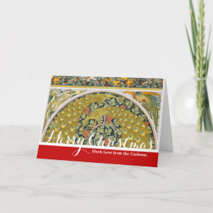 Ornate William Morris Style Peacock Grapevine Art Holiday Card