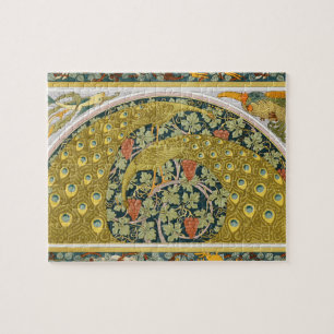 Ornate William Morris Style Peacock Grapevine Art Jigsaw Puzzle